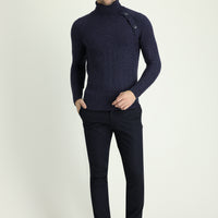 Medium Navy Slim Fit Tapered Sports Trousers