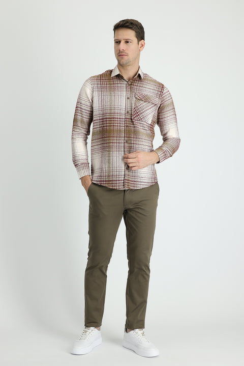 Light Brown Regular Fit Standard Cut Sport Trousers