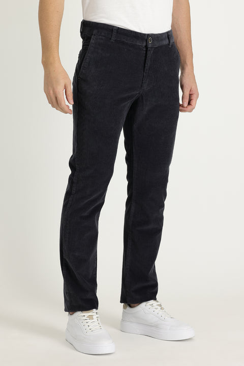 Mid-Smoke Regular Fit Standard Cut Lycra Velvet Trousers