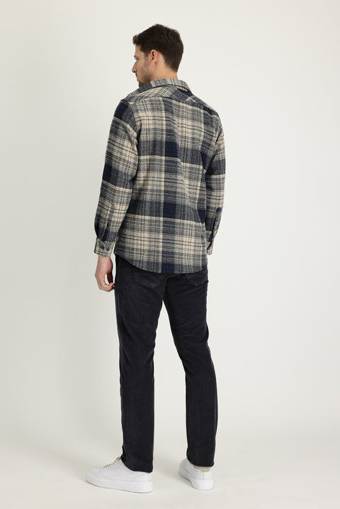 Mid-Smoke Regular Fit Standard Cut Lycra Velvet Trousers
