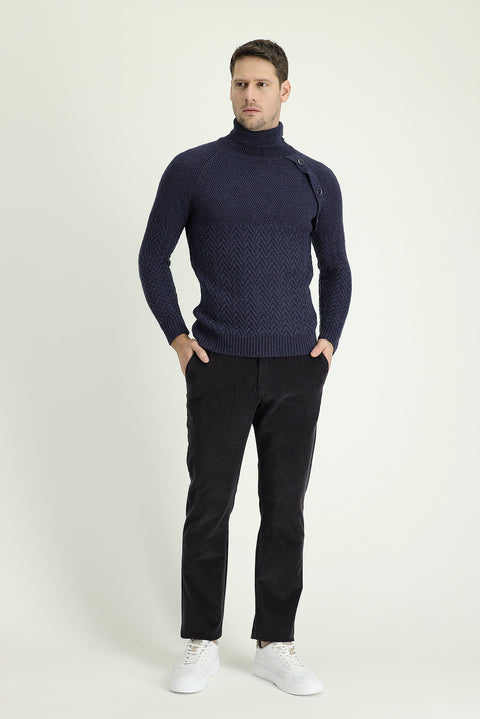 Dark Anthracite Regular Fit Standard Cut Lycra Velvet Trousers