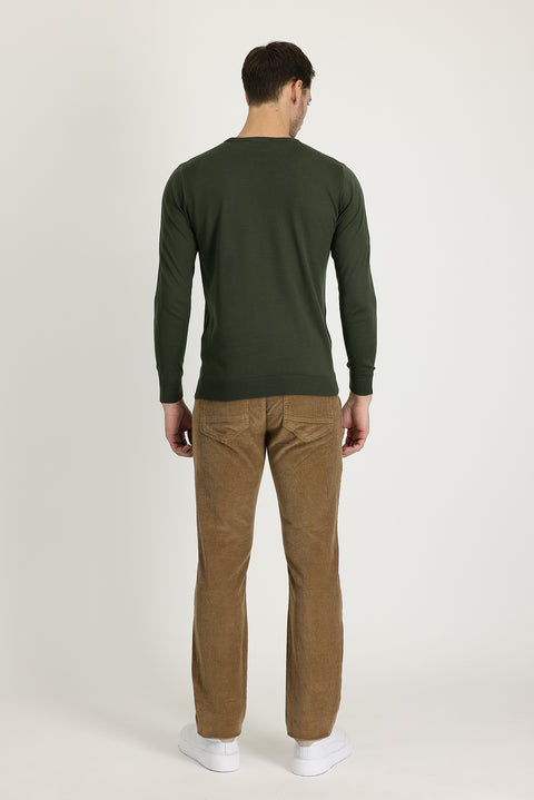 Medium Mink Regular Fit Standard Cut Lycra Velvet Trousers