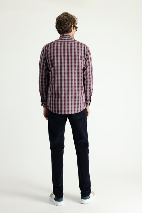 Dark Navy Regular Fit Standard Cut Lycra Corduroy Trousers