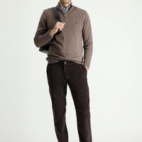 Orta Kahve Slim Fit Dar Kesim Likralı Kadife Pantolon