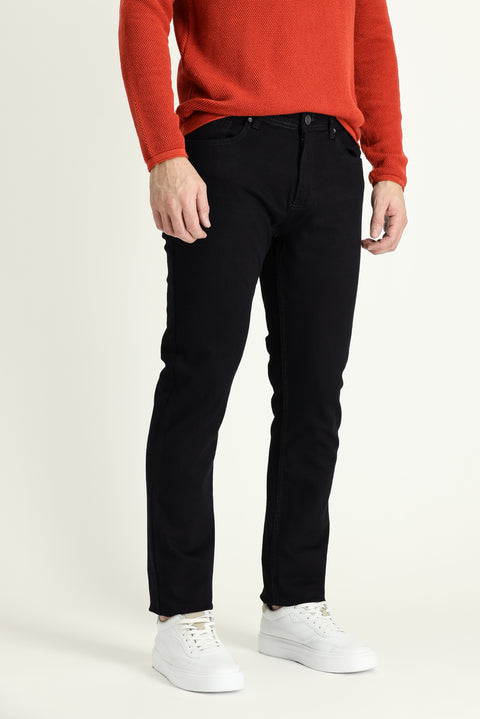 Dark Blue Regular Fit Standard Cut Lycra Denim Jeans