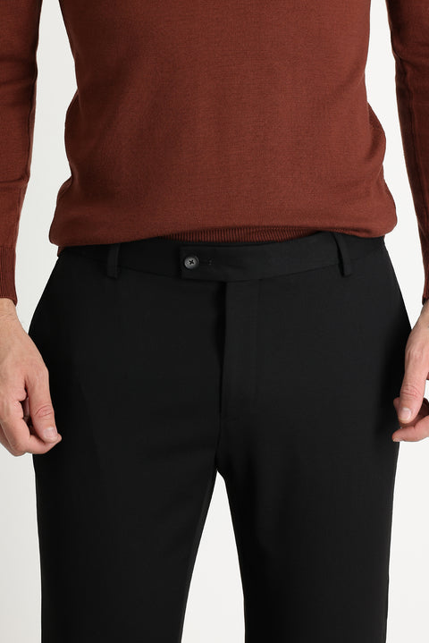 Black Super Slim Fit Extra Narrow Cut Classic Fabric Trousers
