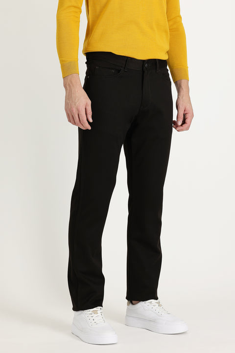 Dark Brown Regular Fit Standard Cut Lycra Canvas / Chino Pants