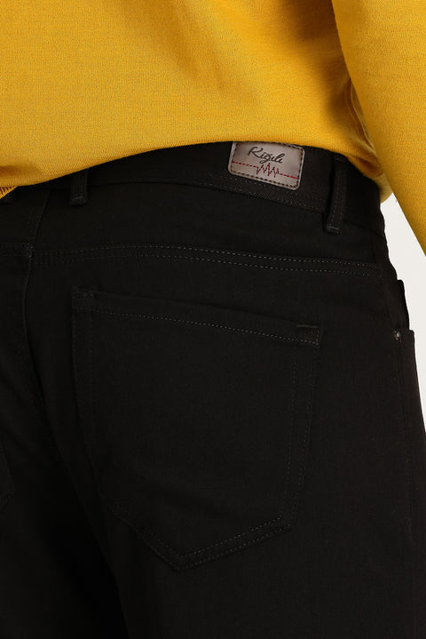 Dark Brown Regular Fit Standard Cut Lycra Canvas / Chino Pants