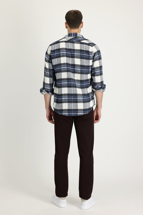 Dark Burgundy Regular Fit Standard Cut Lycra Canvas / Chino Trousers