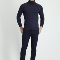 Dark Navy Super Slim Fit Extra Narrow Cut Lycra Canvas / Chino Trousers