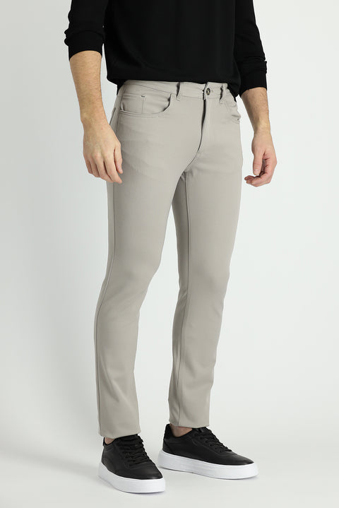 Stone Super Slim Fit Extra Narrow Cut Lycra Canvas / Chino Trousers