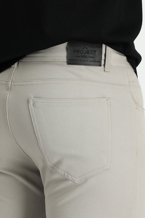 Stone Super Slim Fit Extra Narrow Cut Lycra Canvas / Chino Trousers