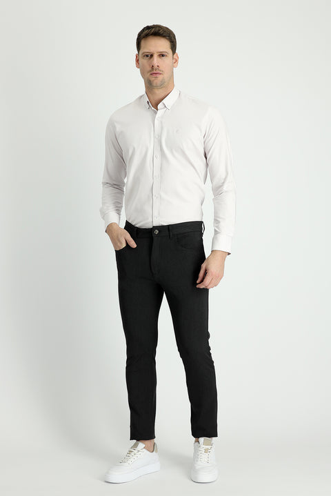 Dark Anthracite Super Slim Fit Extra Narrow Cut Lycra Canvas / Chino Trousers