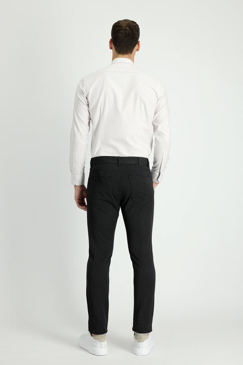 Dark Anthracite Super Slim Fit Extra Narrow Cut Lycra Canvas / Chino Trousers