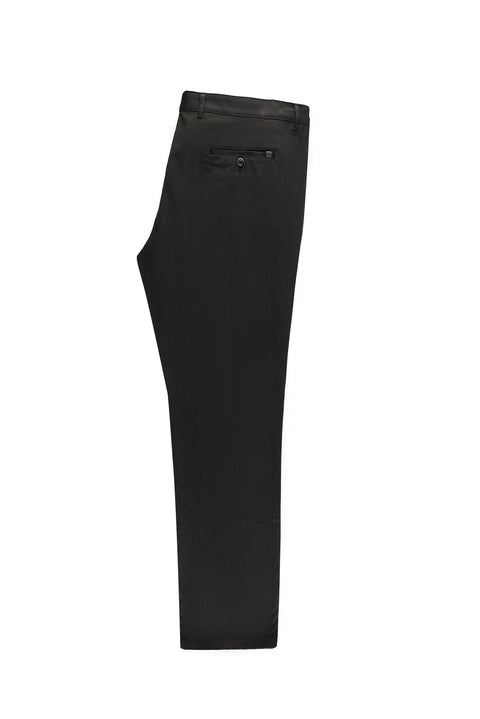 Dark Brown Regular Fit Standard Cut Lycra Canvas / Chino Pants