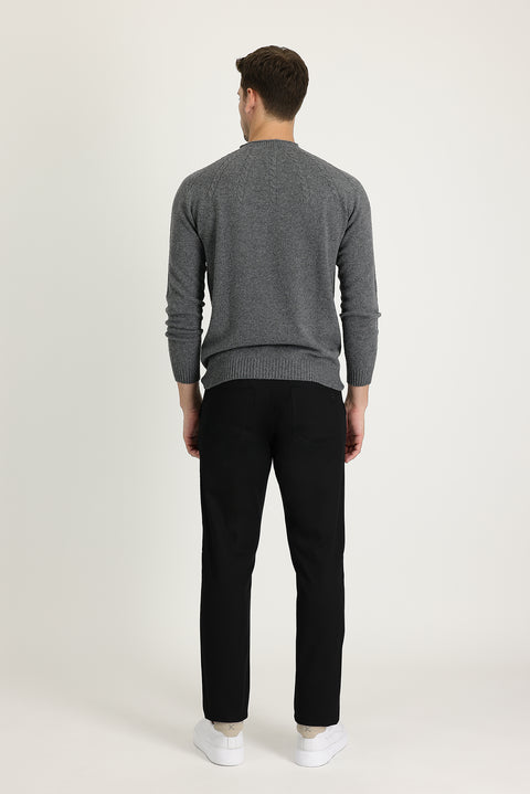 Black Regular Fit Standard Cut Cotton Canvas / Chino Trousers