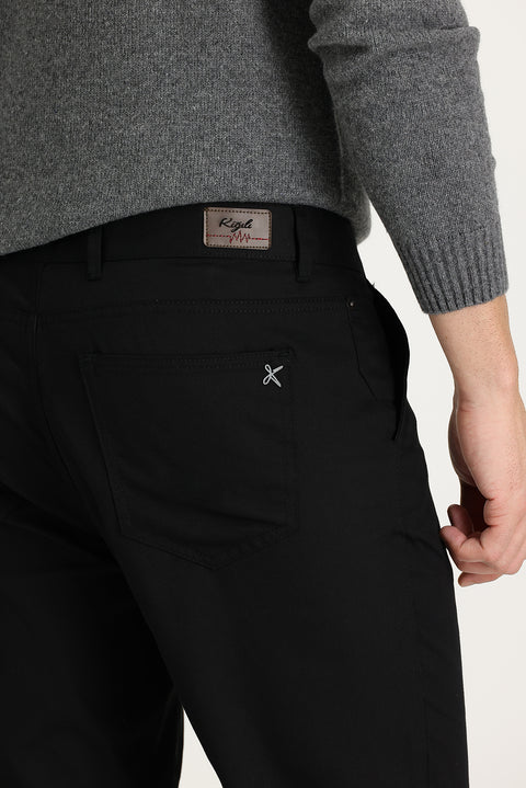 Black Regular Fit Standard Cut Cotton Canvas / Chino Trousers