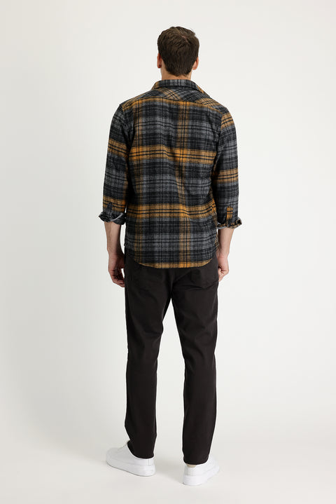 Dark Brown Regular Fit Standard Cut Lycra Canvas / Chino Pants