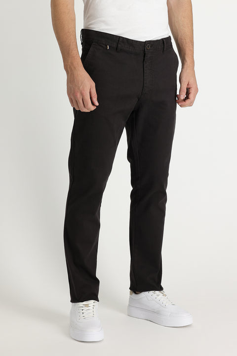 Dark Brown Regular Fit Standard Cut Lycra Canvas / Chino Pants