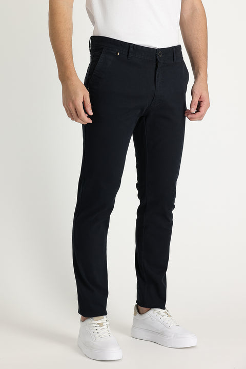 Dark Anthracite Regular Fit Standard Cut Lycra Canvas / Chino Trousers