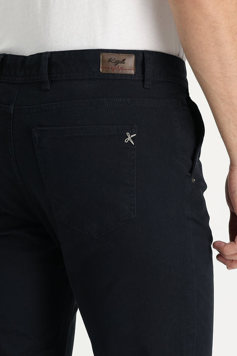 Dark Anthracite Regular Fit Standard Cut Lycra Canvas / Chino Trousers