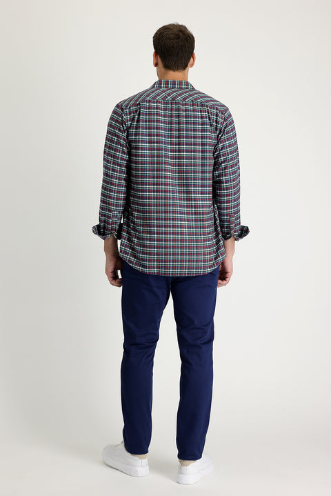 Light Blue Regular Fit Standard Cut Lycra Canvas / Chino Trousers