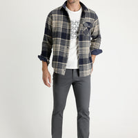 Mid Smoke Regular Fit Standard Cut Lycra Canvas / Chino Trousers