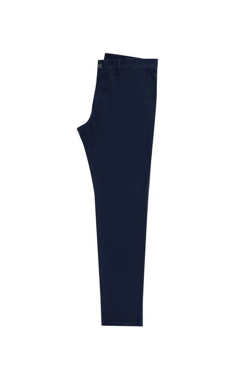 Light Blue Regular Fit Standard Cut Lycra Canvas / Chino Trousers