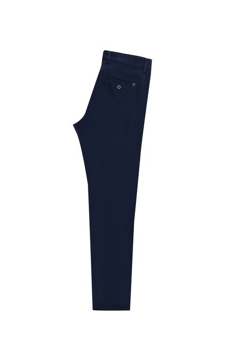 Light Blue Regular Fit Standard Cut Lycra Canvas / Chino Trousers