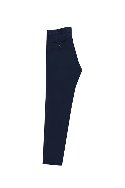 Light Blue Regular Fit Standard Cut Lycra Canvas / Chino Trousers