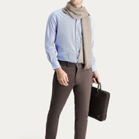 Orta Kahve Regular Fit Standart Kesim Likralı Kanvas / Chino Pantolon