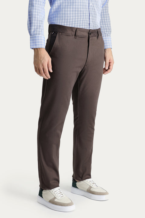 Orta Kahve Regular Fit Standart Kesim Likralı Kanvas / Chino Pantolon