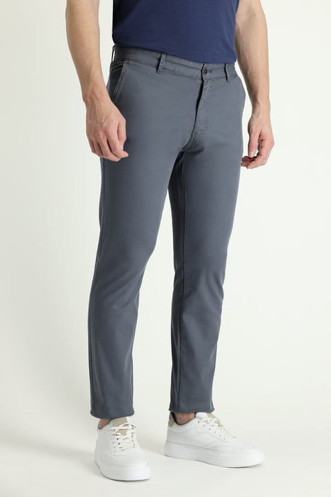 Medium Grey Slim Fit Stretch Canvas / Chino Trousers