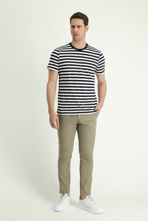 Light Mink Slim Fit Stretch Canvas / Chino Trousers