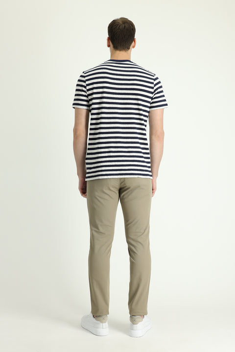 Light Mink Regular Fit Standard Cut Lycra Canvas / Chino Trousers