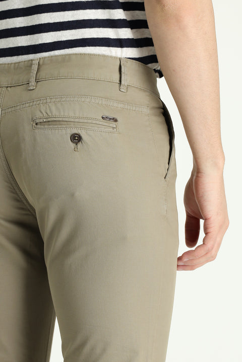 Light Mink Regular Fit Standard Cut Lycra Canvas / Chino Trousers