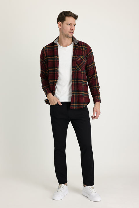 Black Regular Fit Standard Cut Lycra Canvas / Chino Trousers