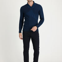 Dark Navy Regular Fit Standard Cut Lycra Canvas / Chino Trousers