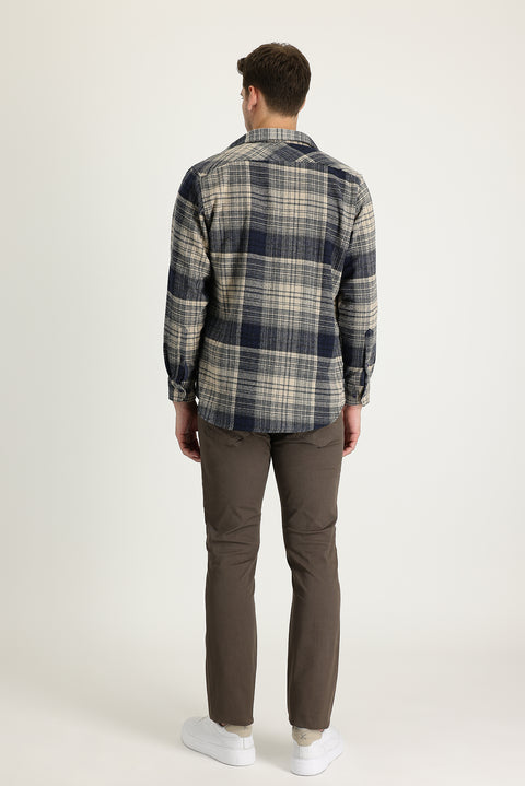 Mid Coffee Regular Fit Standard Cut Lycra Canvas / Chino Trousers