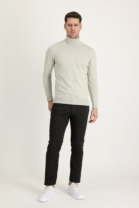 Dark Anthracite Regular Fit Standard Cut Lycra Canvas / Chino Trousers