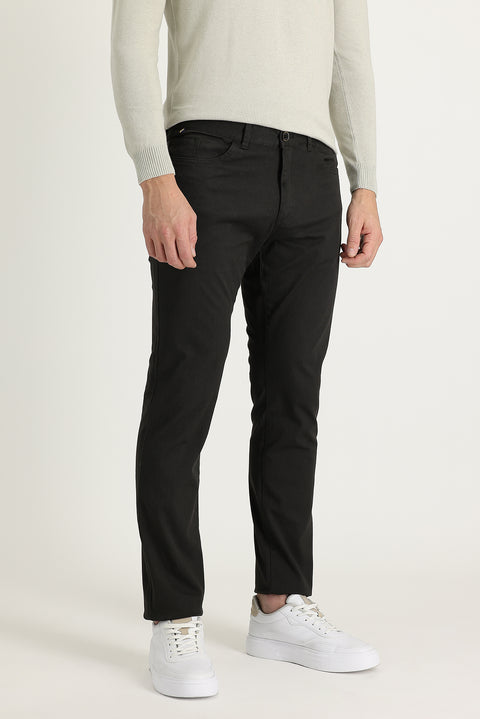 Dark Anthracite Regular Fit Standard Cut Lycra Canvas / Chino Trousers