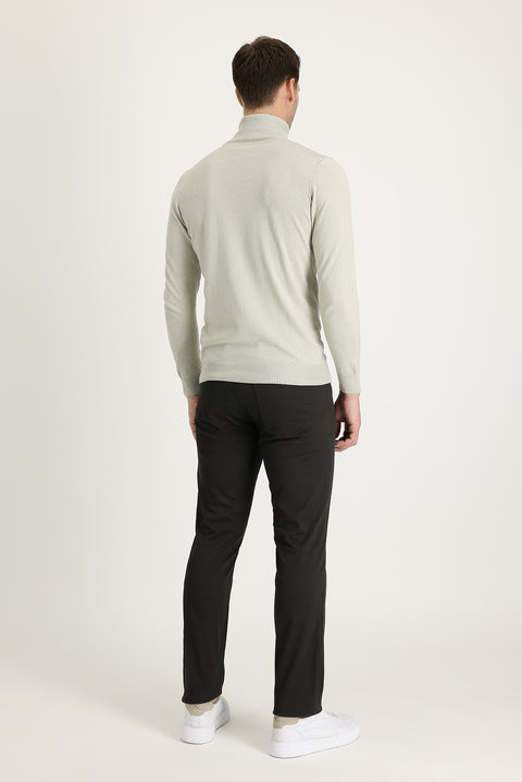 Dark Anthracite Regular Fit Standard Cut Lycra Canvas / Chino Trousers