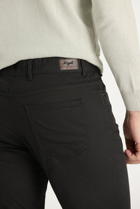 Dark Anthracite Regular Fit Standard Cut Lycra Canvas / Chino Trousers