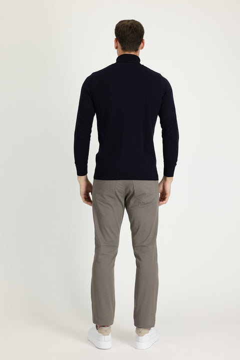 Mid Mink Regular Fit Standard Cut Lycra Canvas / Chino Trousers