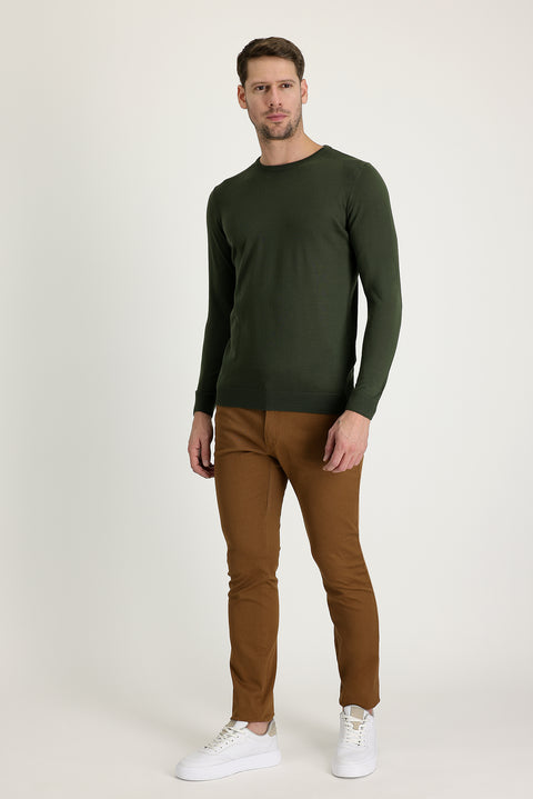 Taba Regular Fit Standard Cut Lycra Canvas / Chino Trousers