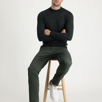 Dark Green Regular Fit Standard Cut Lycra Canvas / Chino Trousers