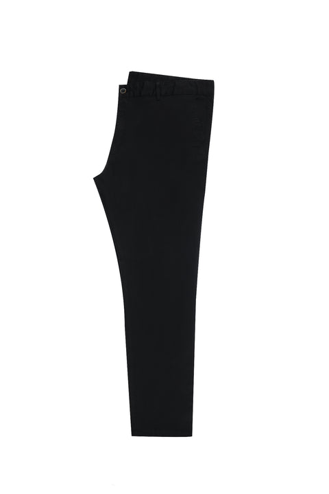 Black Regular Fit Standard Cut Lycra Canvas / Chino Trousers