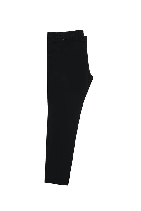 Black Regular Fit Standard Cut Lycra Canvas / Chino Trousers