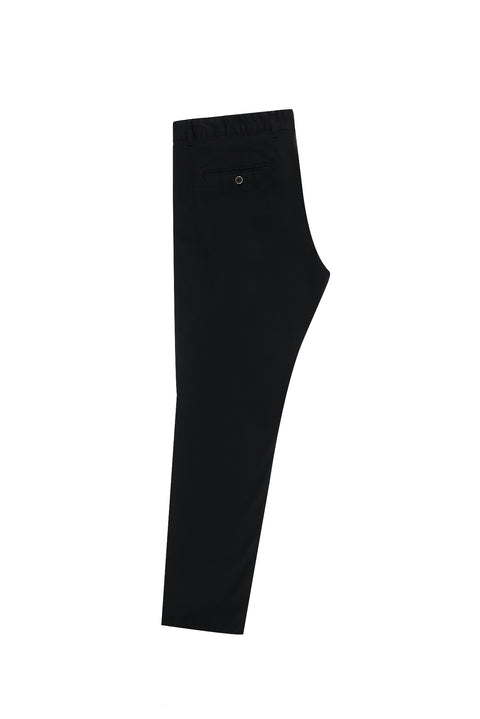 Black Regular Fit Standard Cut Lycra Canvas / Chino Trousers