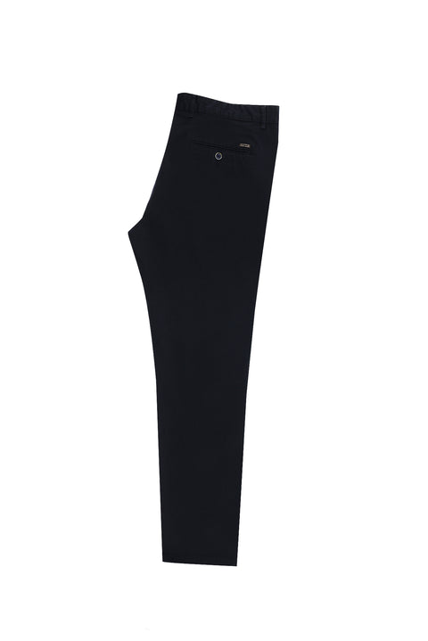Koyu Lacivert Regular Fit Standart Kesim Likralı Kanvas / Chino Pantolon